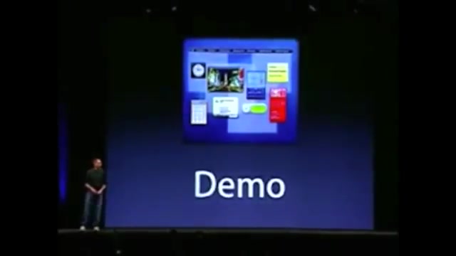 Steve Jobs demonstrating Dashboard widgets at WWDC 2004