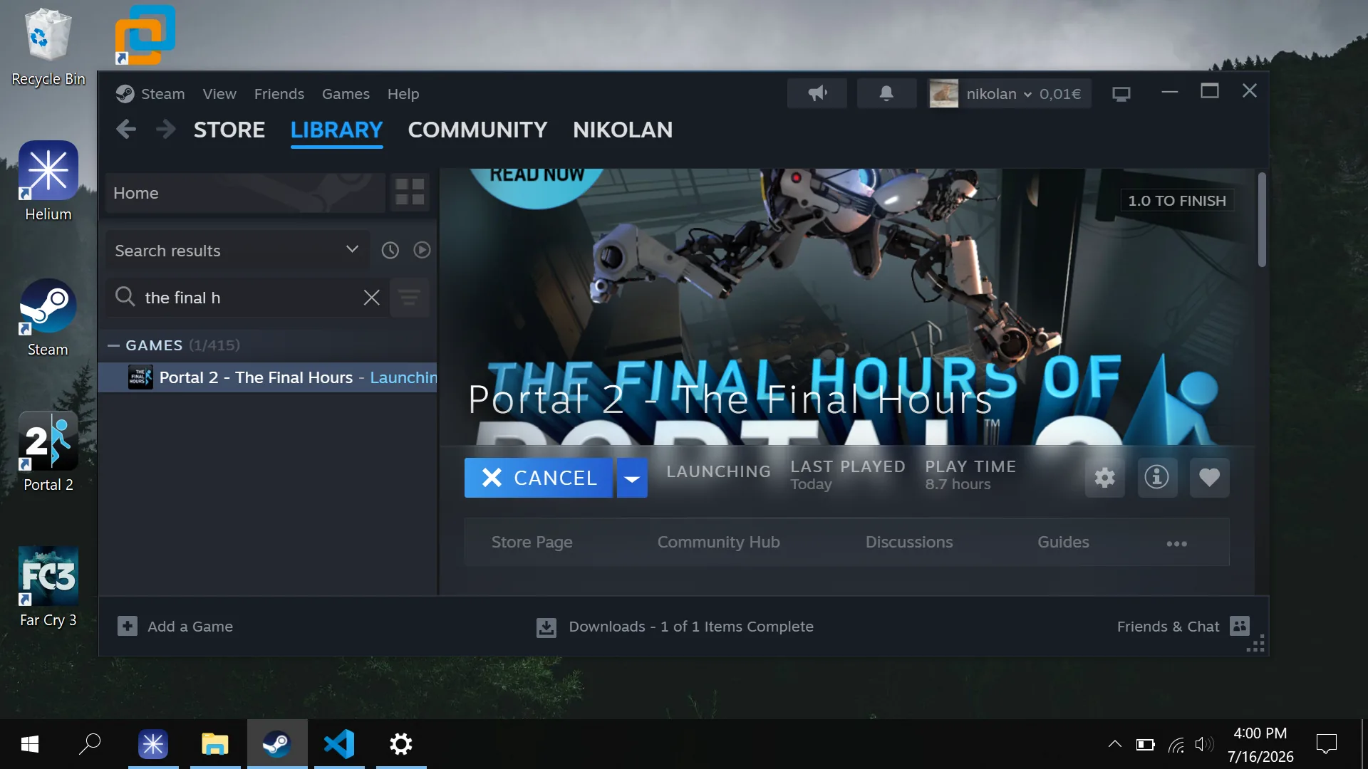 Steam launching Portal 2: The Final Hours