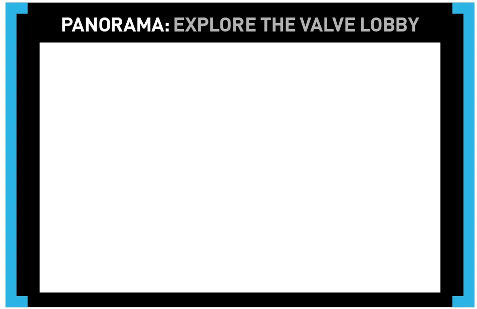 The Valve lobby panorama viewer displaying a blank white frame