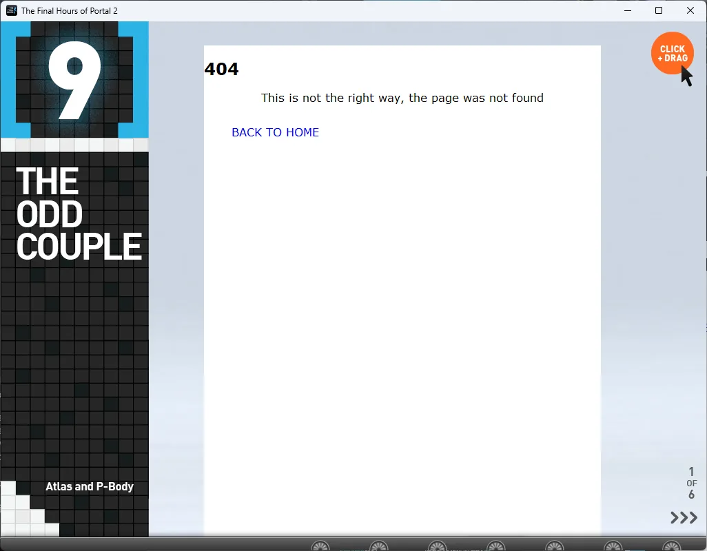 The Odd Couple page displaying a 404 error